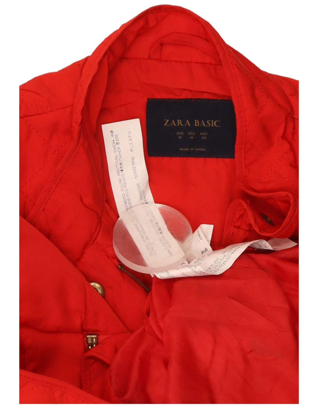 Zara Damen Steppweste UK 12 Mittelrotes Polyester