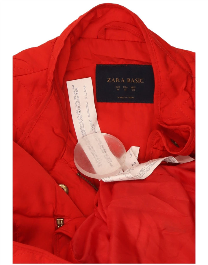 Zara Damen Steppweste UK 12 Mittelrotes Polyester