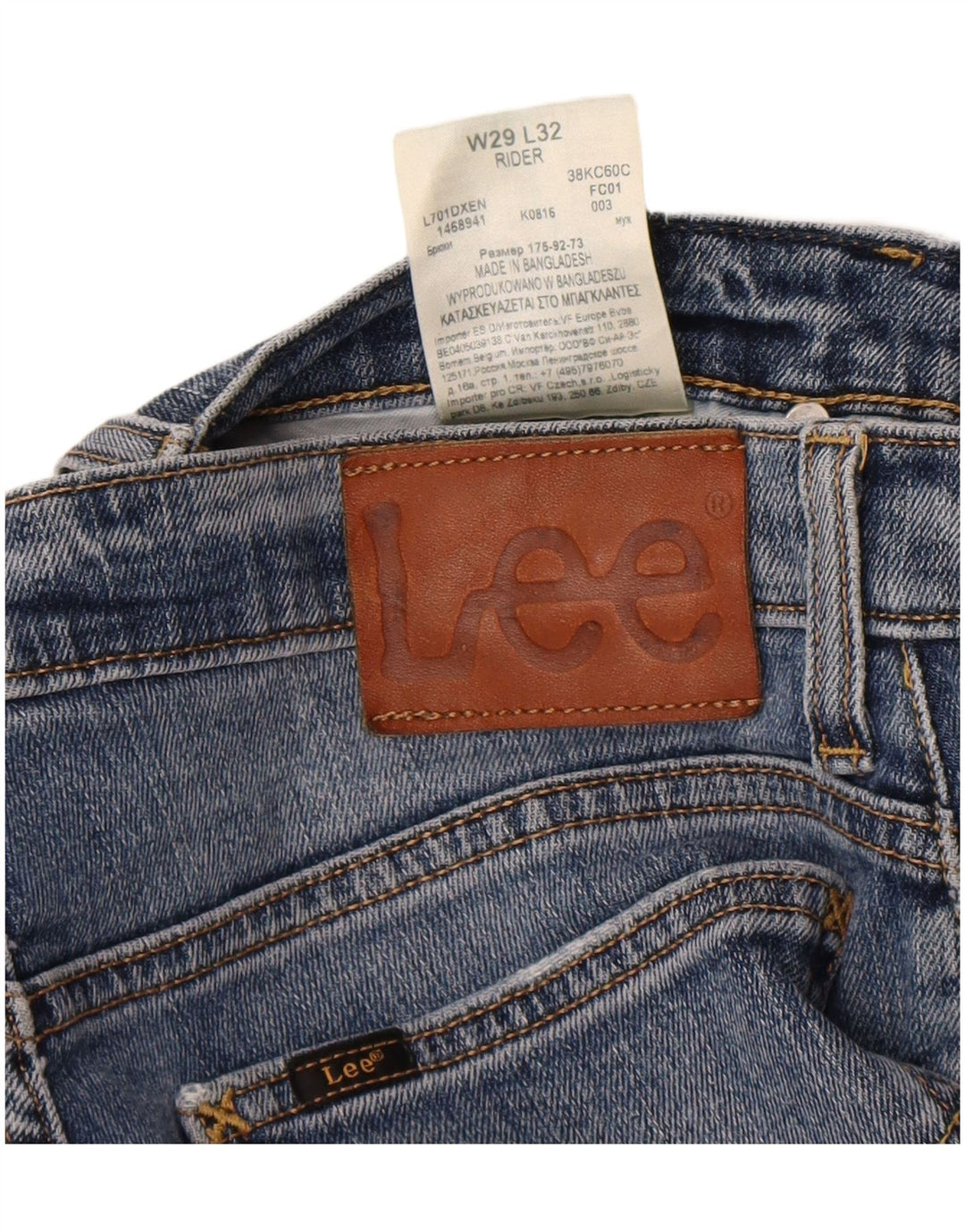 Lee Herren Rider Slim Jeans W29 L32 Blaue Baumwolle