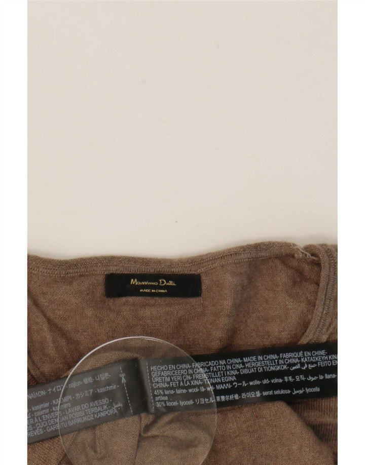 Massimo Dutti Damen-Pullover mit Rundhalsausschnitt, Gr. 10, Größe S, Braun