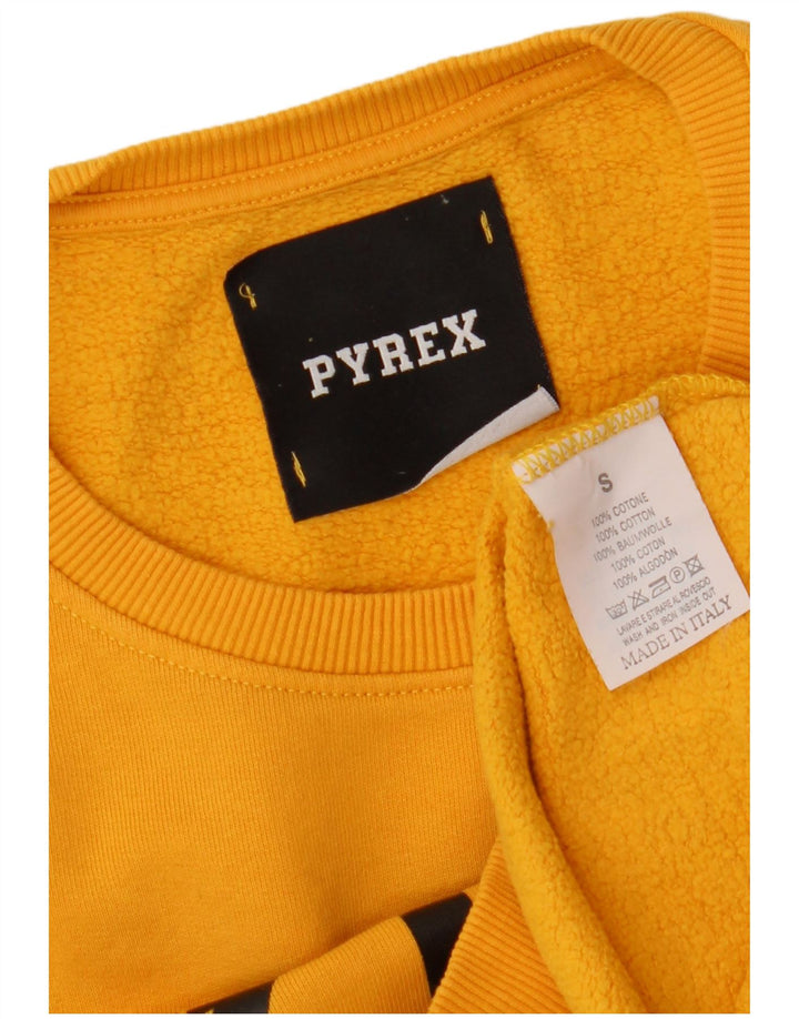 Pyrex Herren-Sweatshirt mit Grafik, Größe S, Gelb, Baumwolle