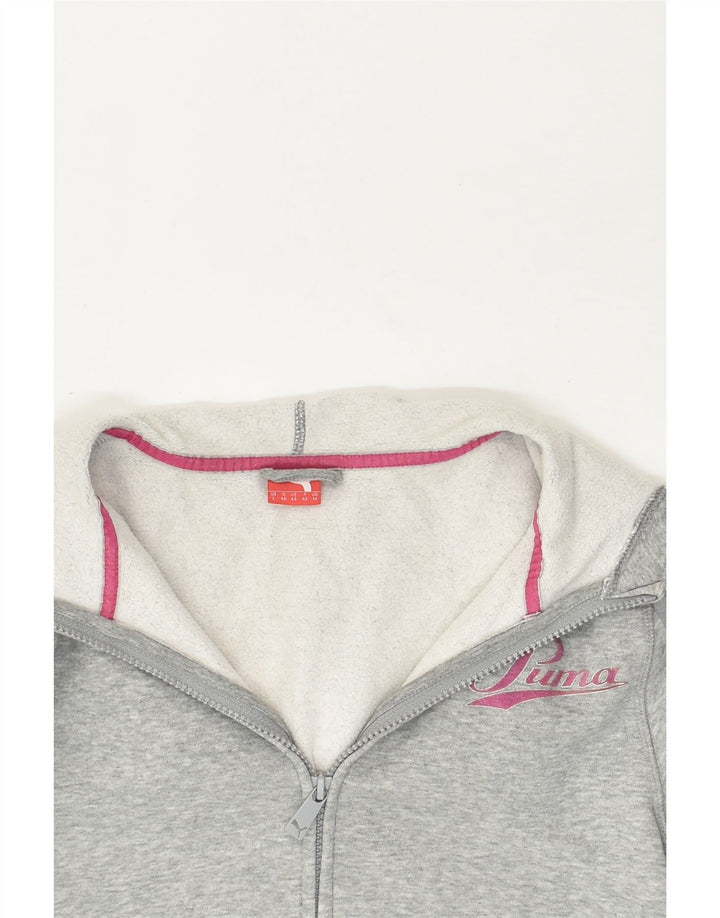 PUMA Womens Zip Hoodie Sweater UK 14 Medium Grey Cotton | Vintage Puma | Thrift | Second-Hand Puma | Used Clothing | Messina Hembry 