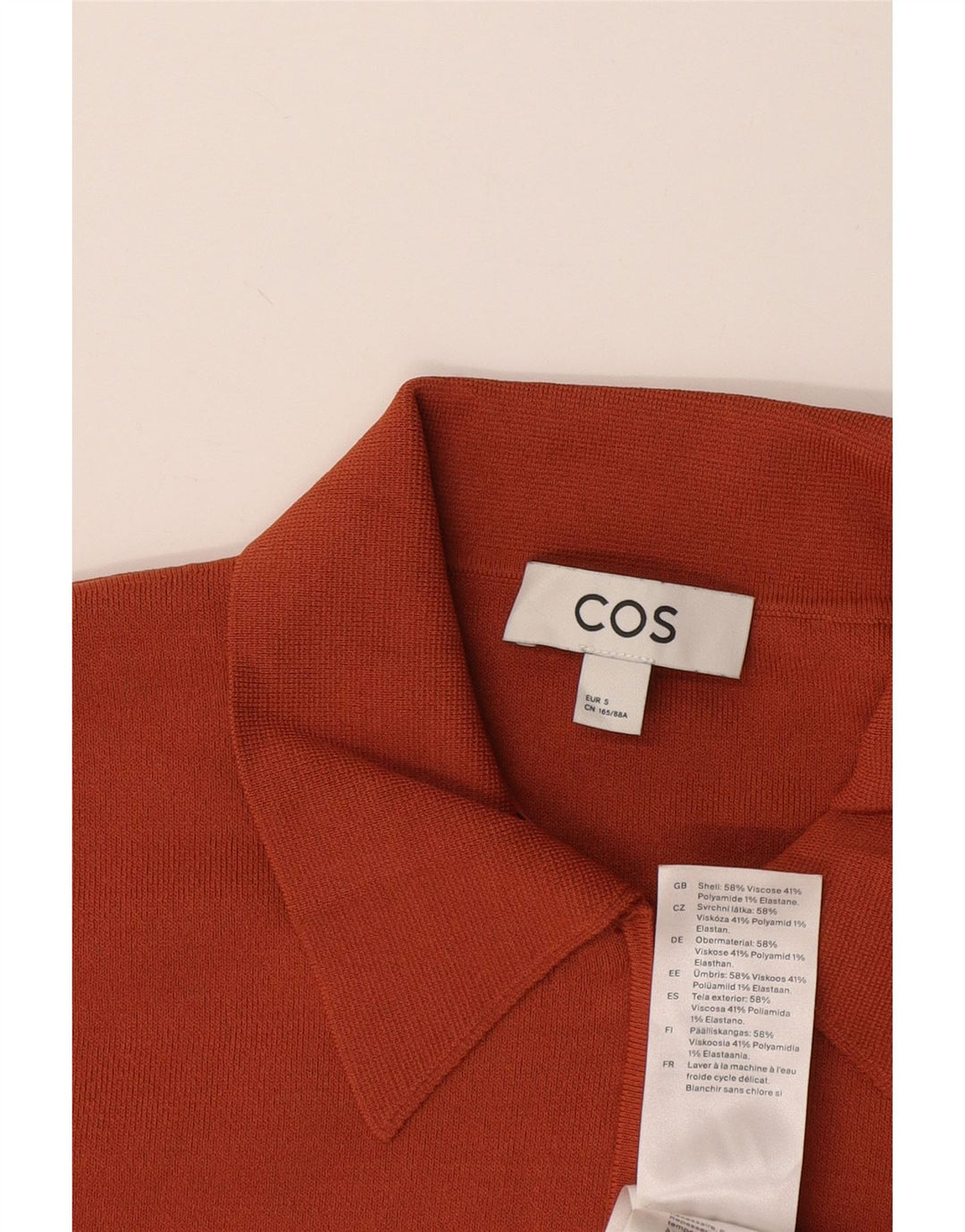 Cos Herren Poloshirt Small Orange Viskose