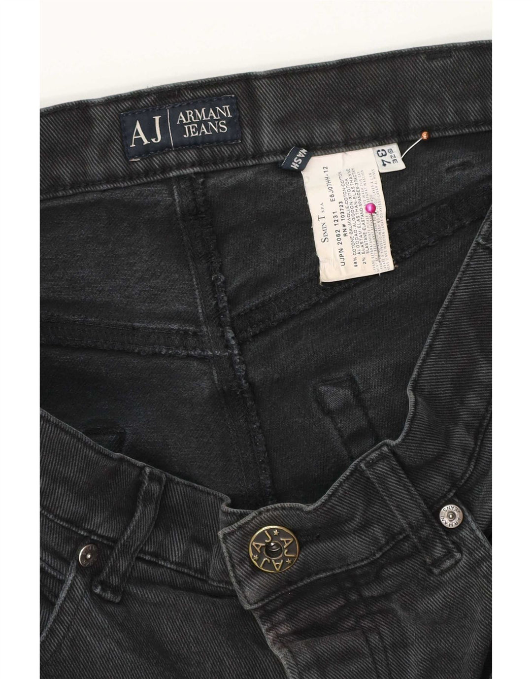 Armani Jeans Herren Straight W34 L32 Schwarze Baumwolle