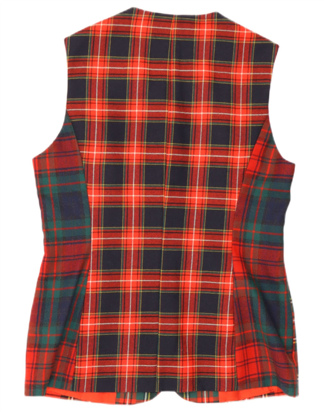 Trussardi Damen Longline-Weste IT 46 Große rote karierte Schurwolle