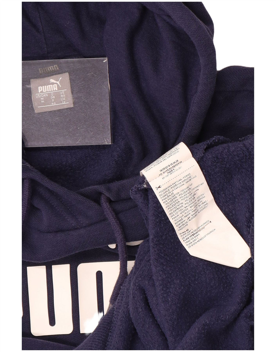 PUMA Damen Graphic Hoodie Pullover UK 12 Medium Marineblau Polyester