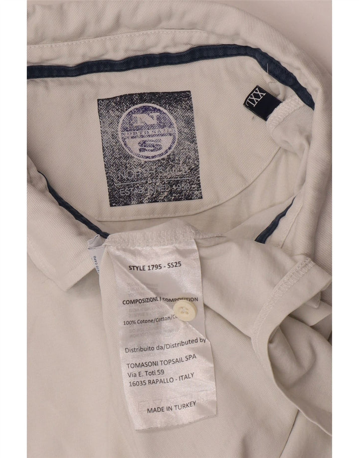 North Sails Herren-Poloshirt mit Grafik, 2XL, weiße Baumwolle