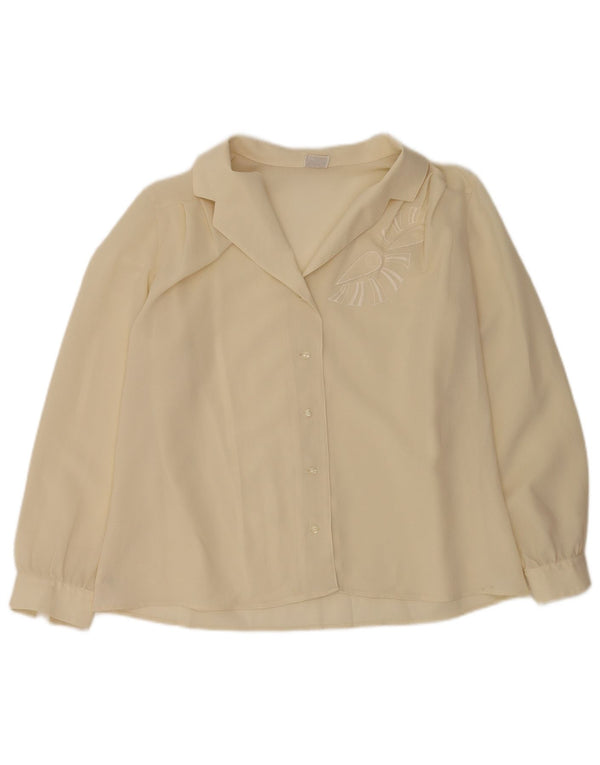 Vintage Damen Hemdbluse IT 47 XL Beige Polyester