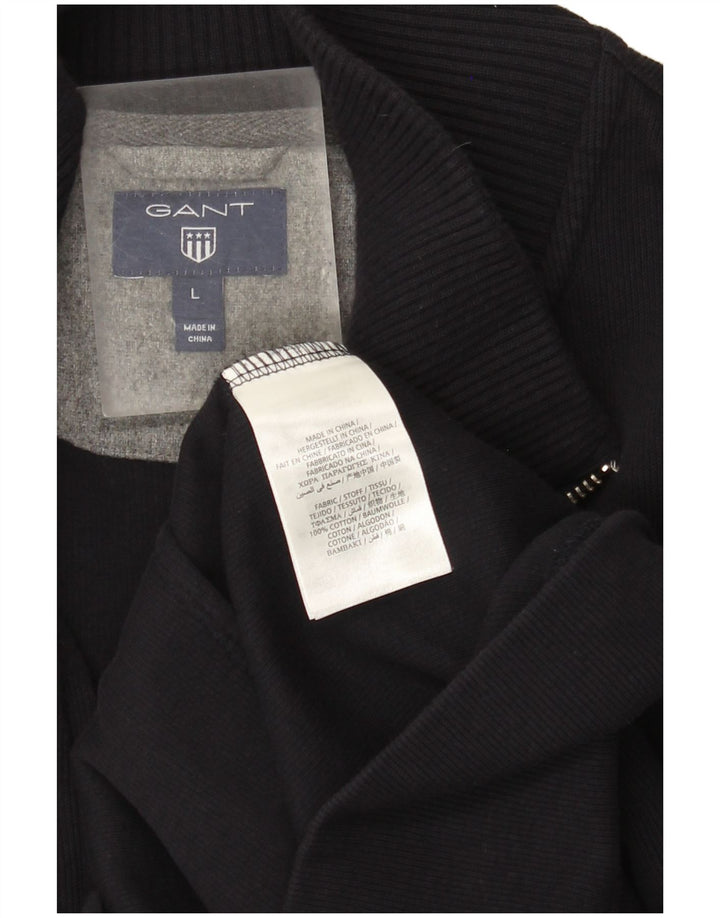 Gant Herren-Cardigan mit durchgehendem Reißverschluss, groß, marineblau, Baumwolle