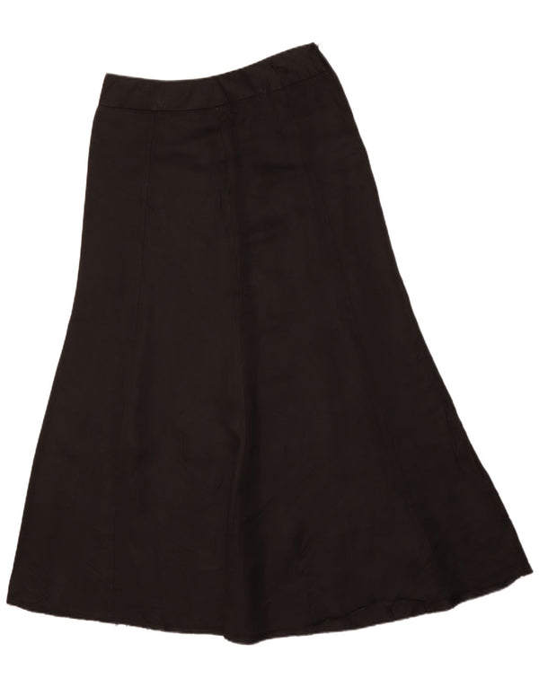 Vintage Damen Maxi A-Linie Rock IT 46 Groß W32 Schwarz Seide Klassisch