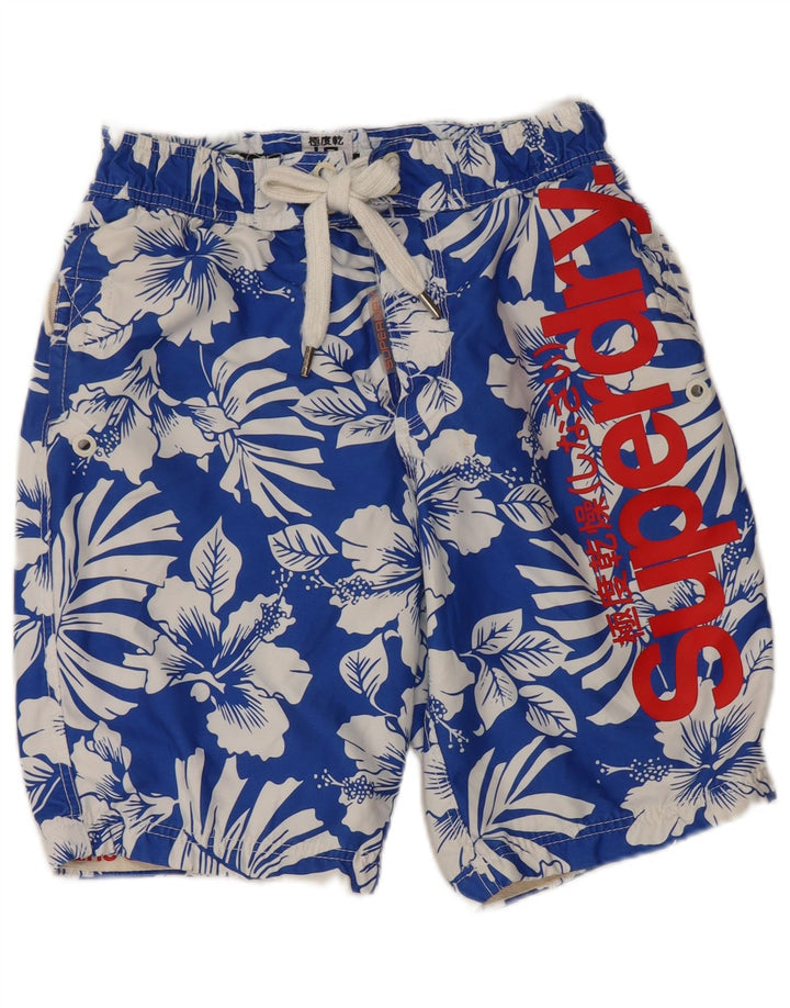 SUPERDRY Mens Graphic Swimming Shorts Small  Blue Floral Polyester