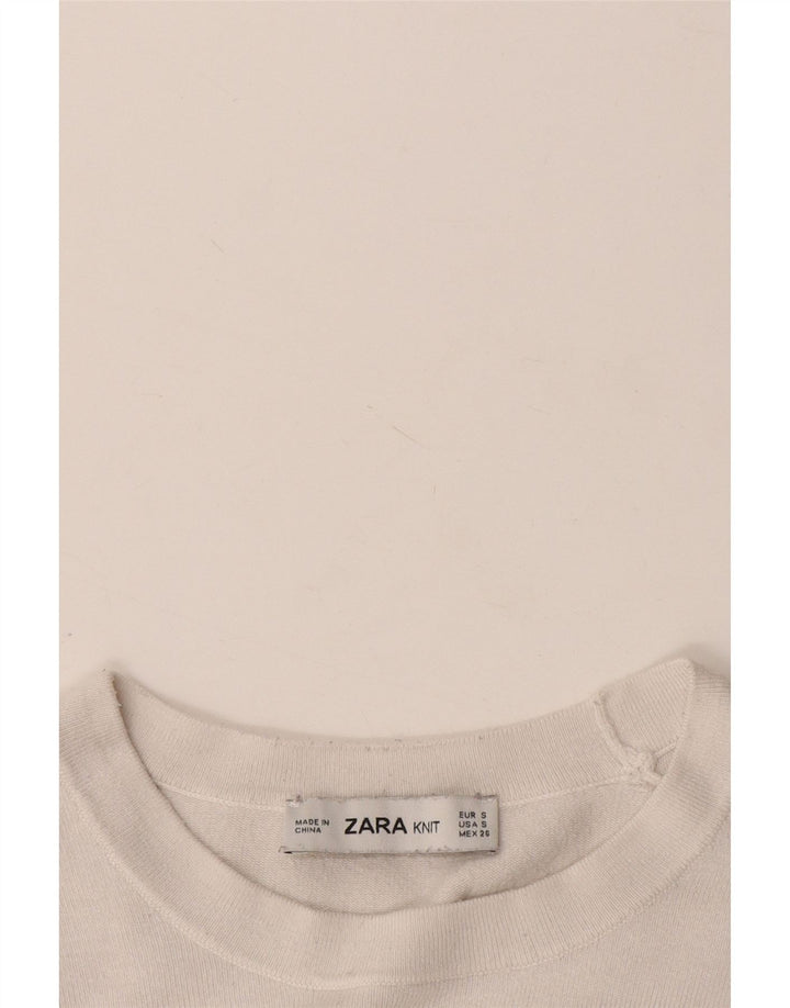 Zara Damen-Pullover mit Rundhalsausschnitt, Gr. 10, Größe S, Weiß