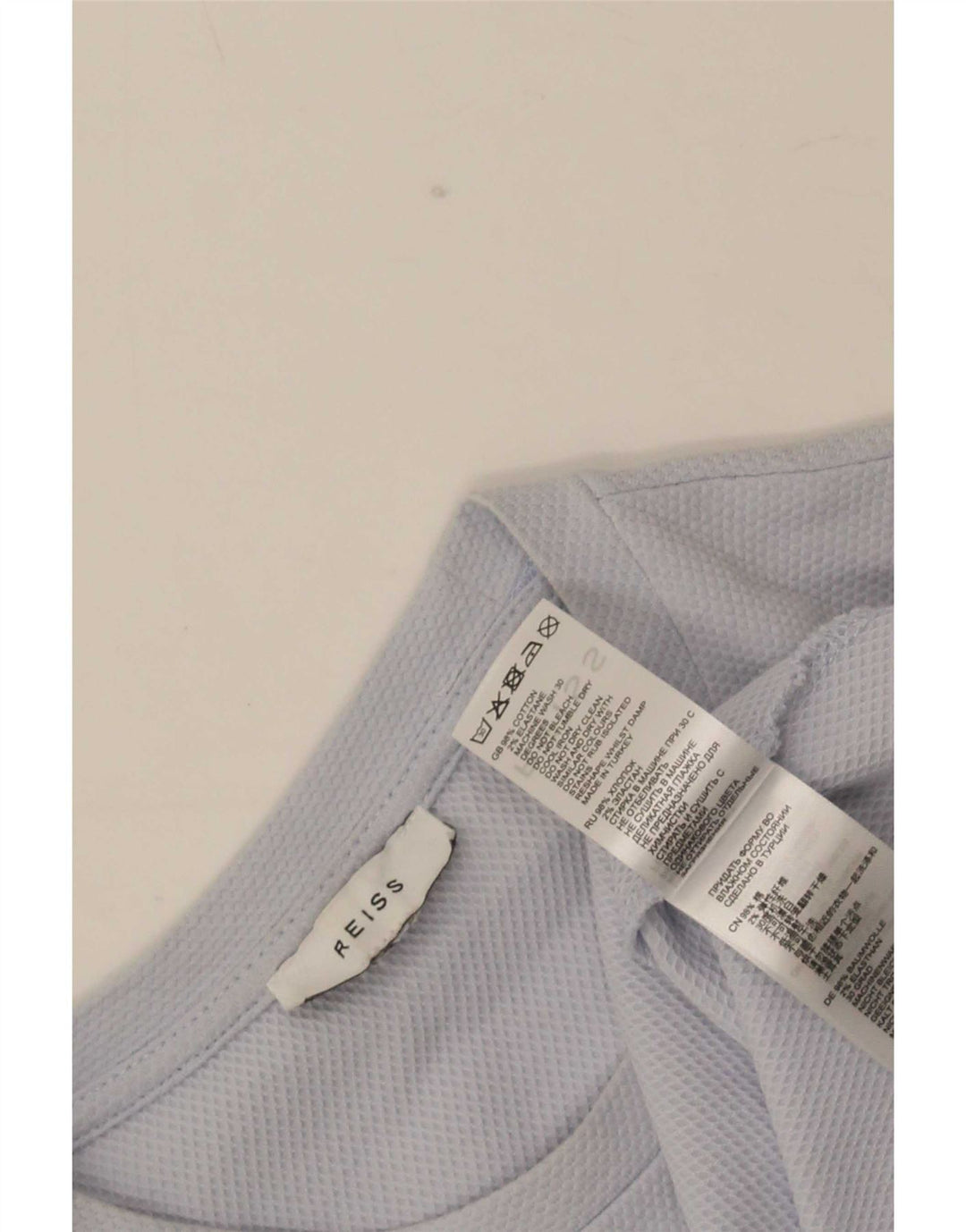 Reiss Herren-T-Shirt-Oberteil aus mittelblauer Baumwolle