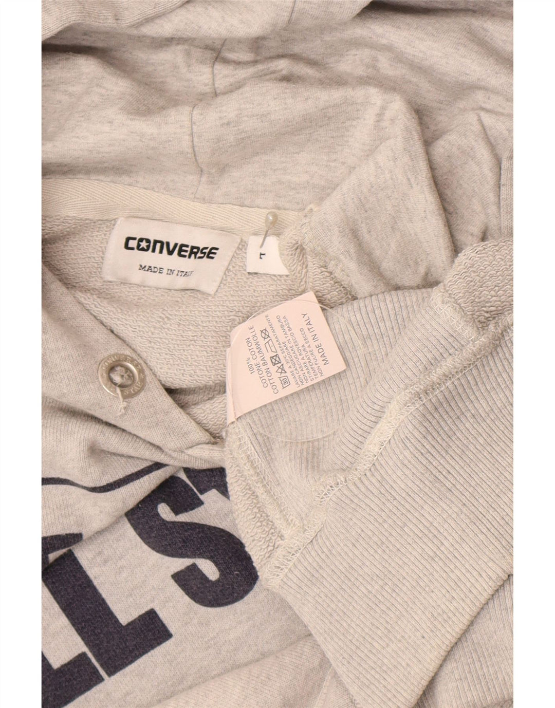 Converse Herren-Kapuzenpullover mit Grafik, groß, graue Baumwolle