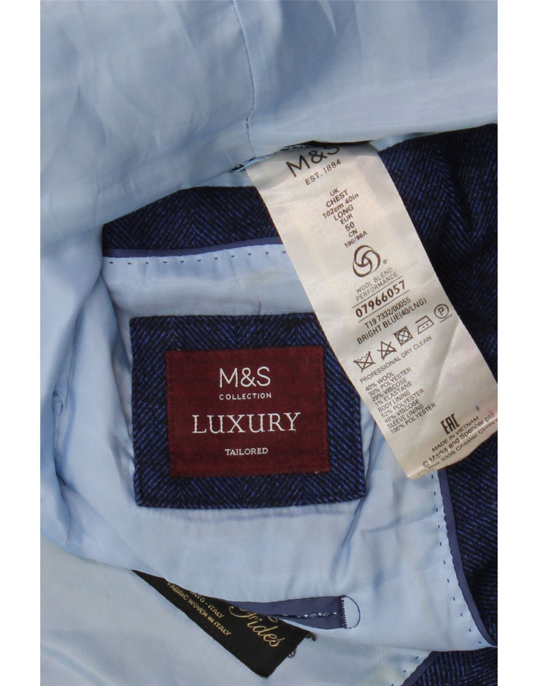 Marks & Spencer Herren-Blazer mit maßgeschneiderter Passform, Gr. 40, Marineblau