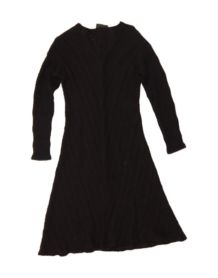 VINTAGE Womens Long Sleeve Jumper Dress EU 38 Medium Black Lambswool Vintage Vintage and Second-Hand Vintage from Messina Hembry 