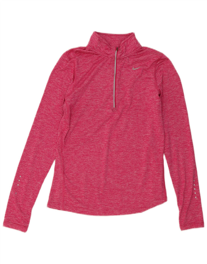 Nike Damen-Pullover-Trainingsanzugoberteil mit Reißverschluss und Halsausschnitt, UK 10, Größe S, rosa, Polyester