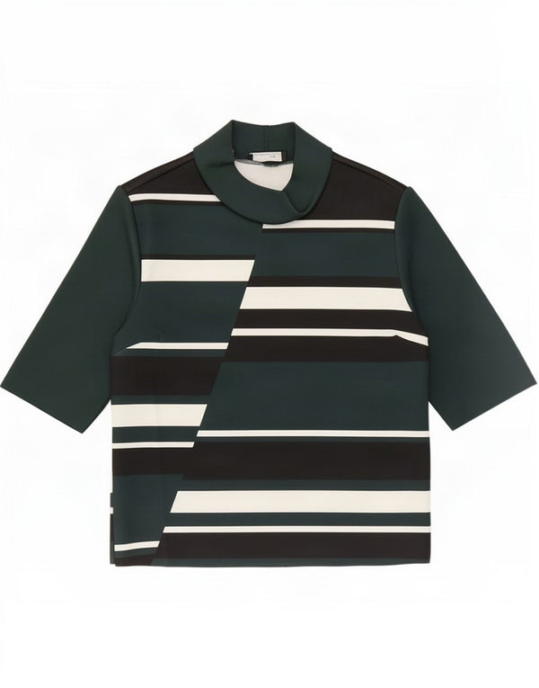 Zara Womens Blouse Top UK 12 Medium Green Colourblock Polyester