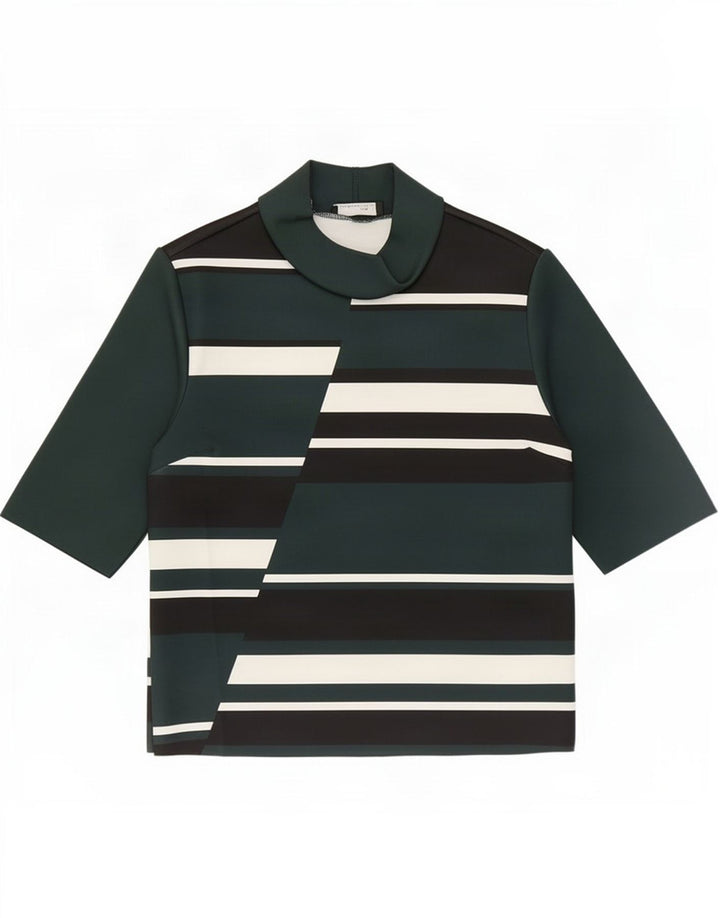 Zara Damen-Blusenoberteil UK 12 Mittelgrünes Colourblock-Polyester