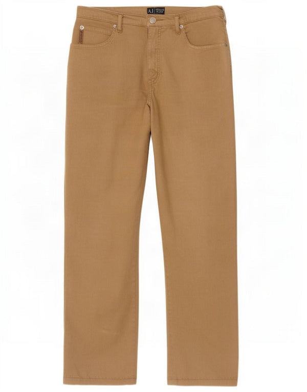 Armani Damen Straight Jeans W31 L26 Beige Baumwolle