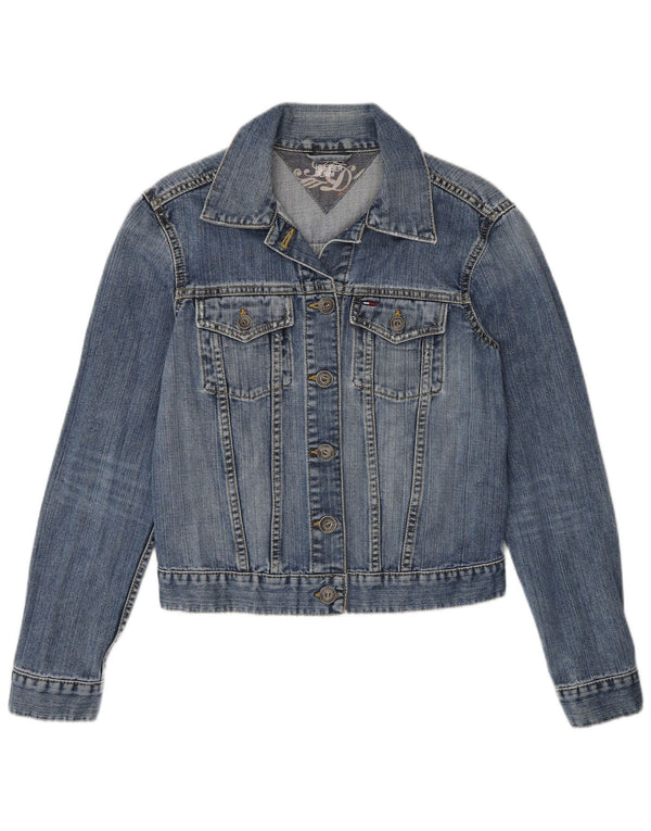 Tommy Hilfiger Damen Jeansjacke UK 12 Mittelblaue Baumwolle