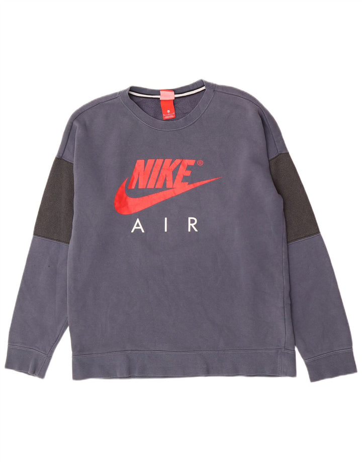 Nike Herren Grafik-Sweatshirt-Pullover aus mittelblauer Colourblock-Baumwolle
