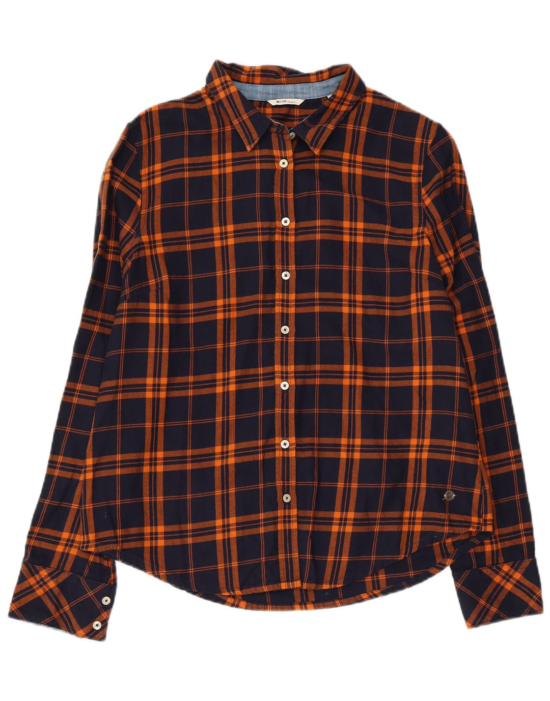 MUSTANG Damen-Flanellhemd, EU 38, mittelblau, kariert, Baumwolle