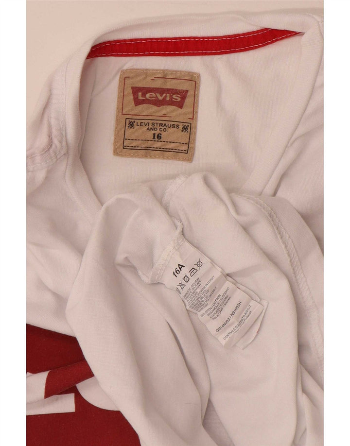 Levi's Jungen Grafik-Top, langärmelig, 15–16 Jahre, weiße Baumwolle