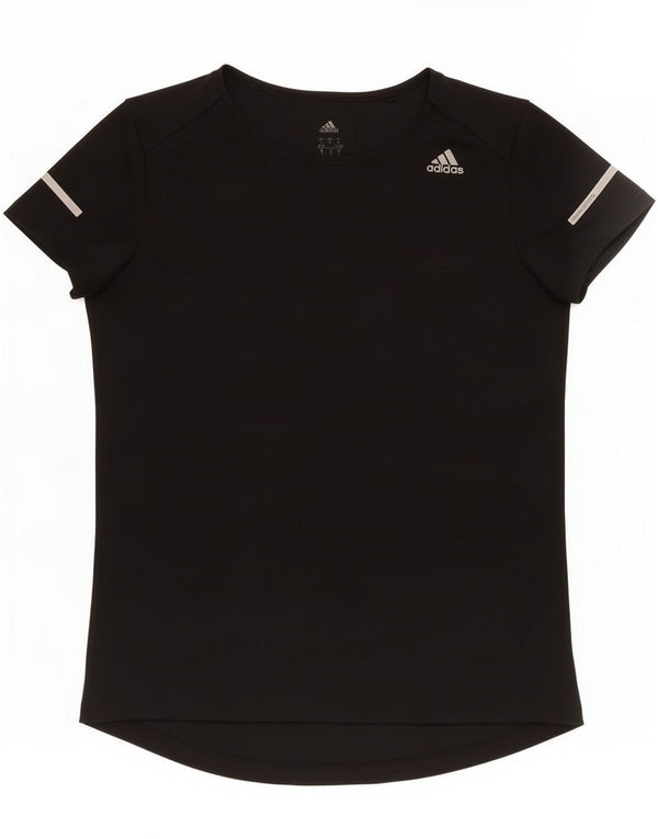 Adidas Damen Climalite T-Shirt Top UK 8/10 Small Schwarz Polyester