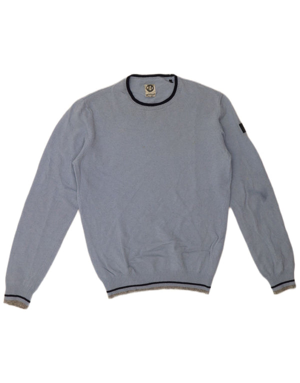 Murphy & Nye Herren-Pullover mit Rundhalsausschnitt, Größe L, aus blauer Wolle