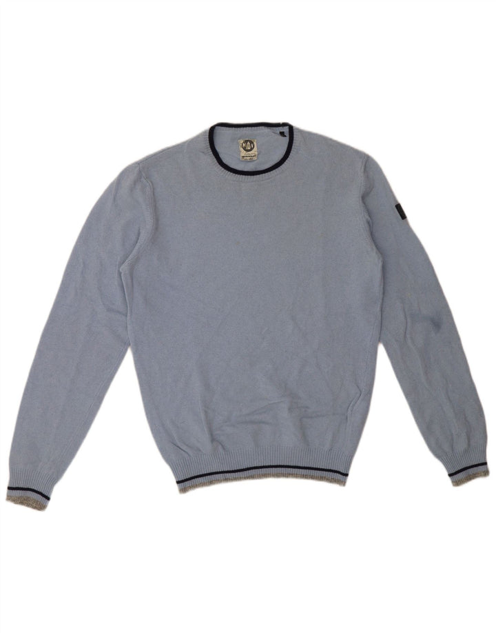 Murphy & Nye Herren-Pullover mit Rundhalsausschnitt, Größe L, aus blauer Wolle