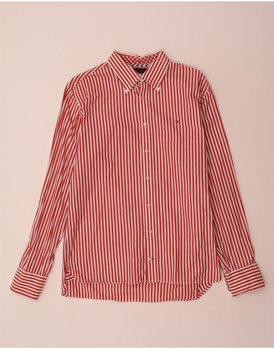 Tommy Hilfiger Herrenhemd, groß, rot gestreift, Baumwolle