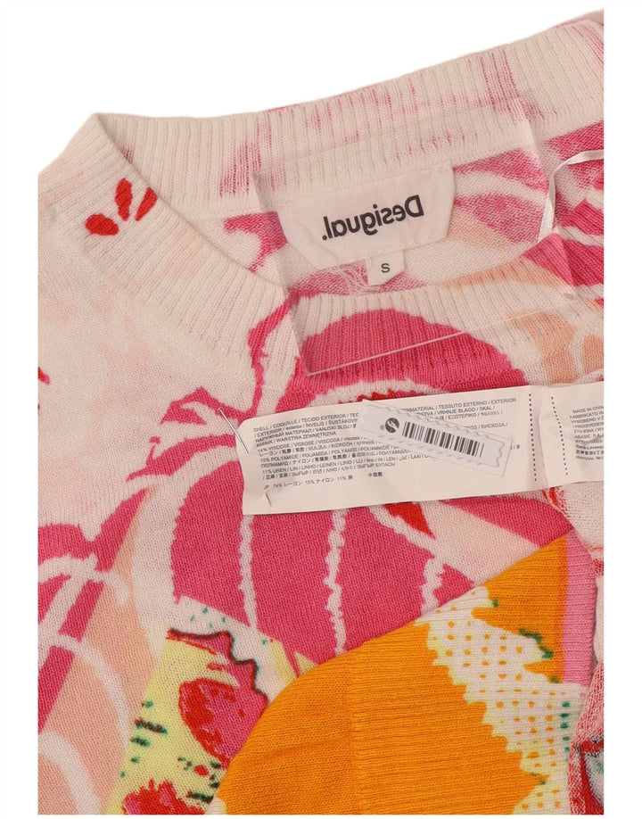 Desigual Damen-Pullover mit Rundhalsausschnitt, Gr. 10, klein, mehrfarbig, mit Blumenmuster