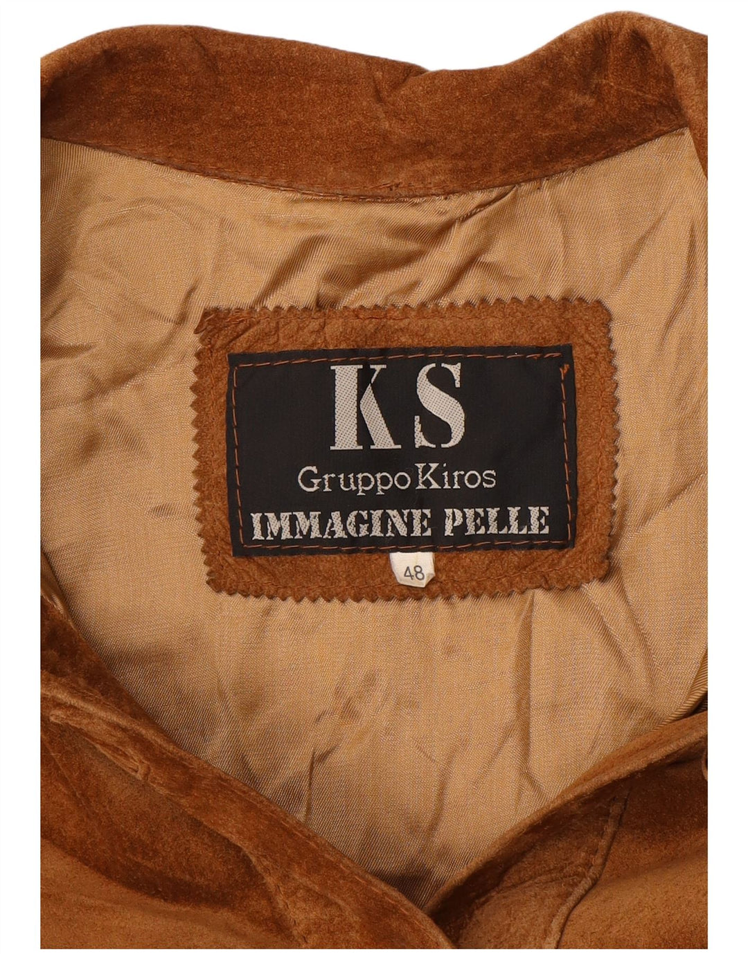 KIROS Womens Suede Overcoat IT 48 XL Beige Leather