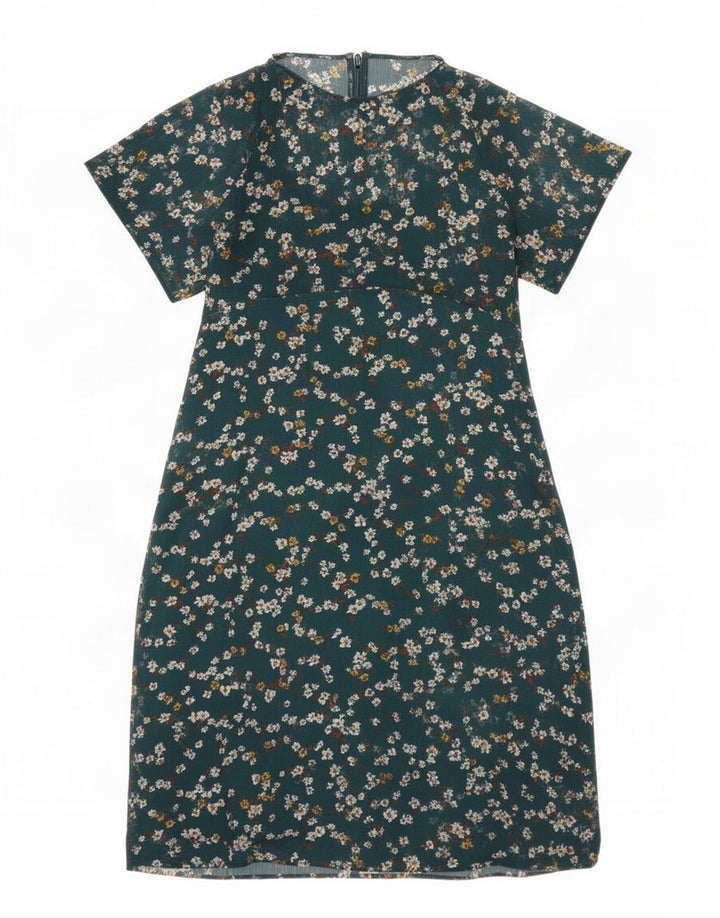 Marks & Spencer Damen-A-Linien-Kleid, Größe S, Grün, Blumenmuster, Polyester