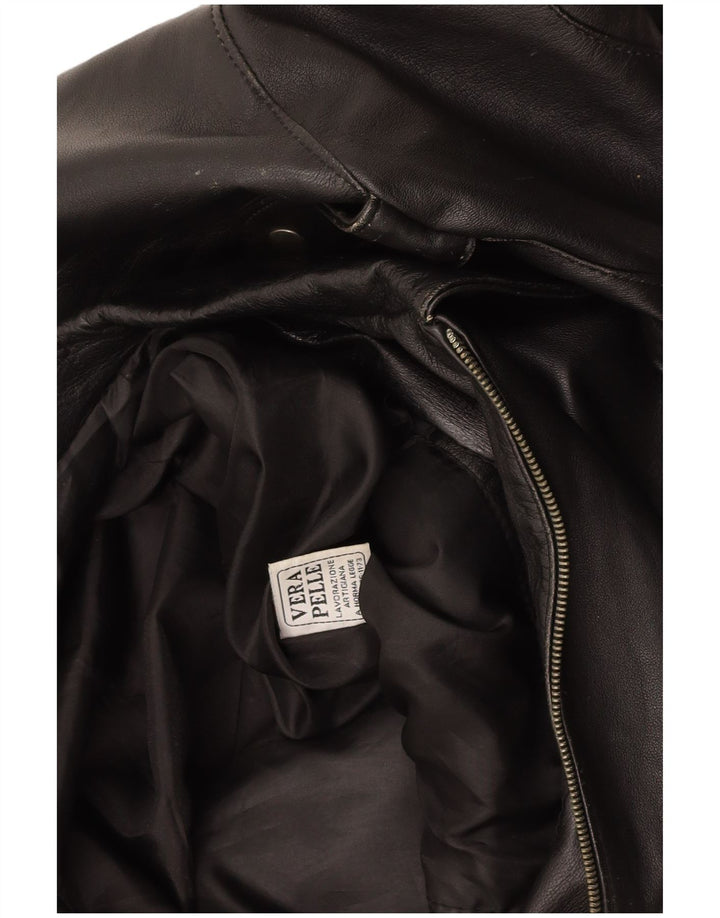 VINTAGE Mens Leather Jacket IT 50 Large Black Leather