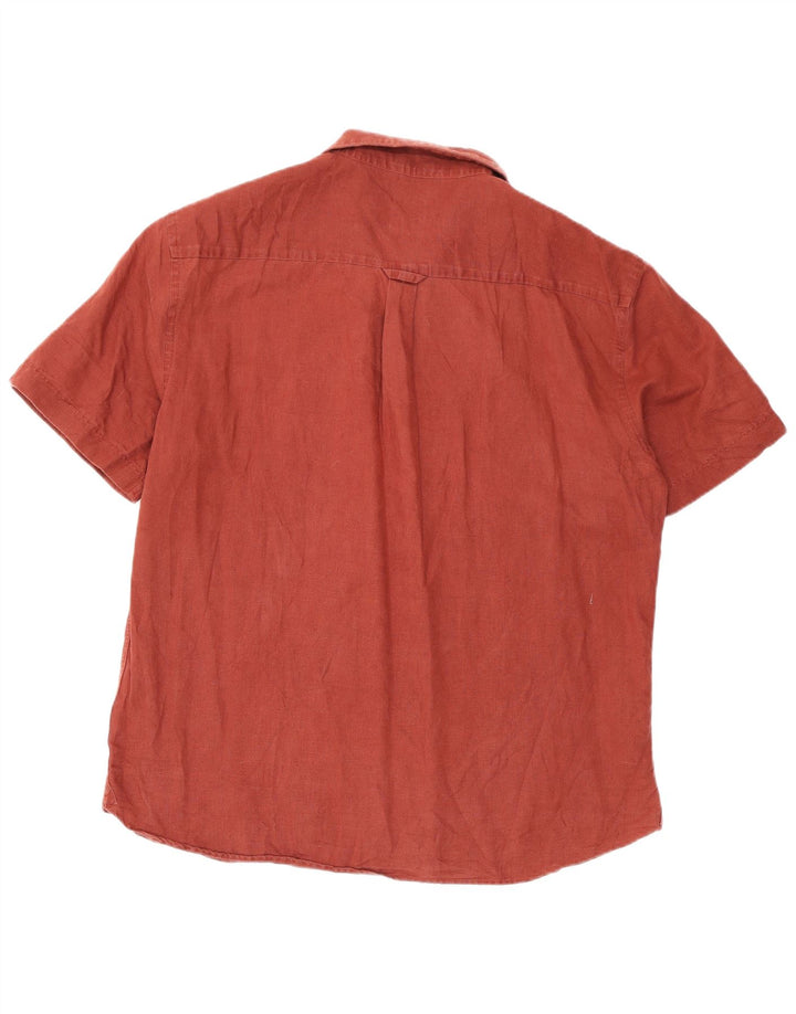 Zara Herren Kurzarm-Pulloverhemd mit entspannter Passform, Größe L, Burgunderrot