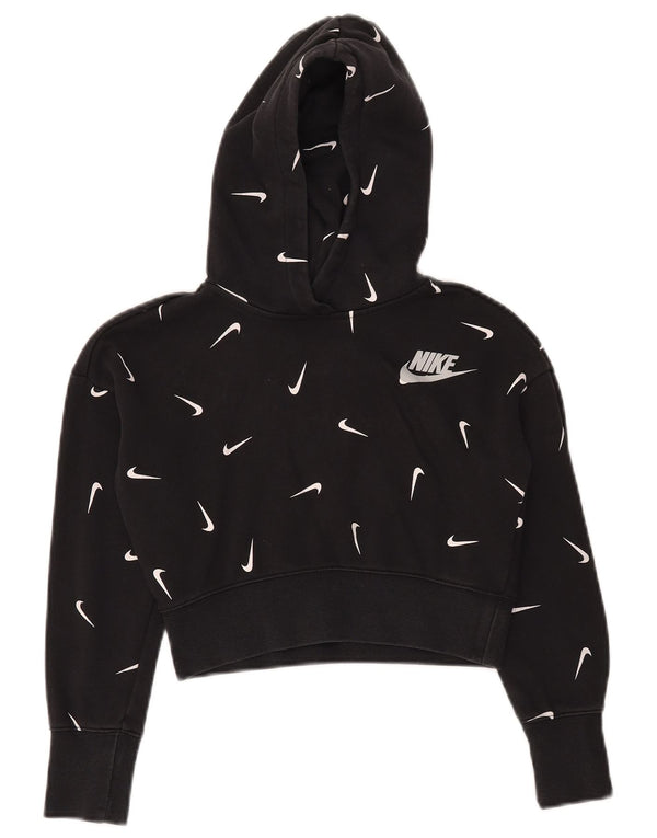 NIKE Mädchen Crop Graphic Kapuzenpullover in Standard-Passform, 8–9 Jahre, Größe S, Schwarz