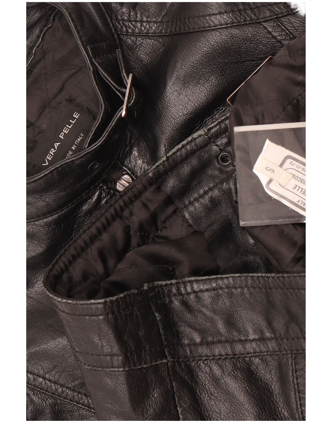 Vintage Damen Crop Leder Bikerjacke UK 10 Kleines schwarzes Leder