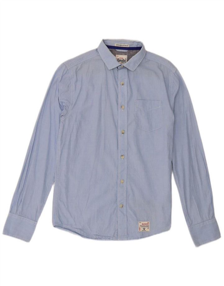 Superdry Herren-Hemd aus mittelblauer Baumwolle