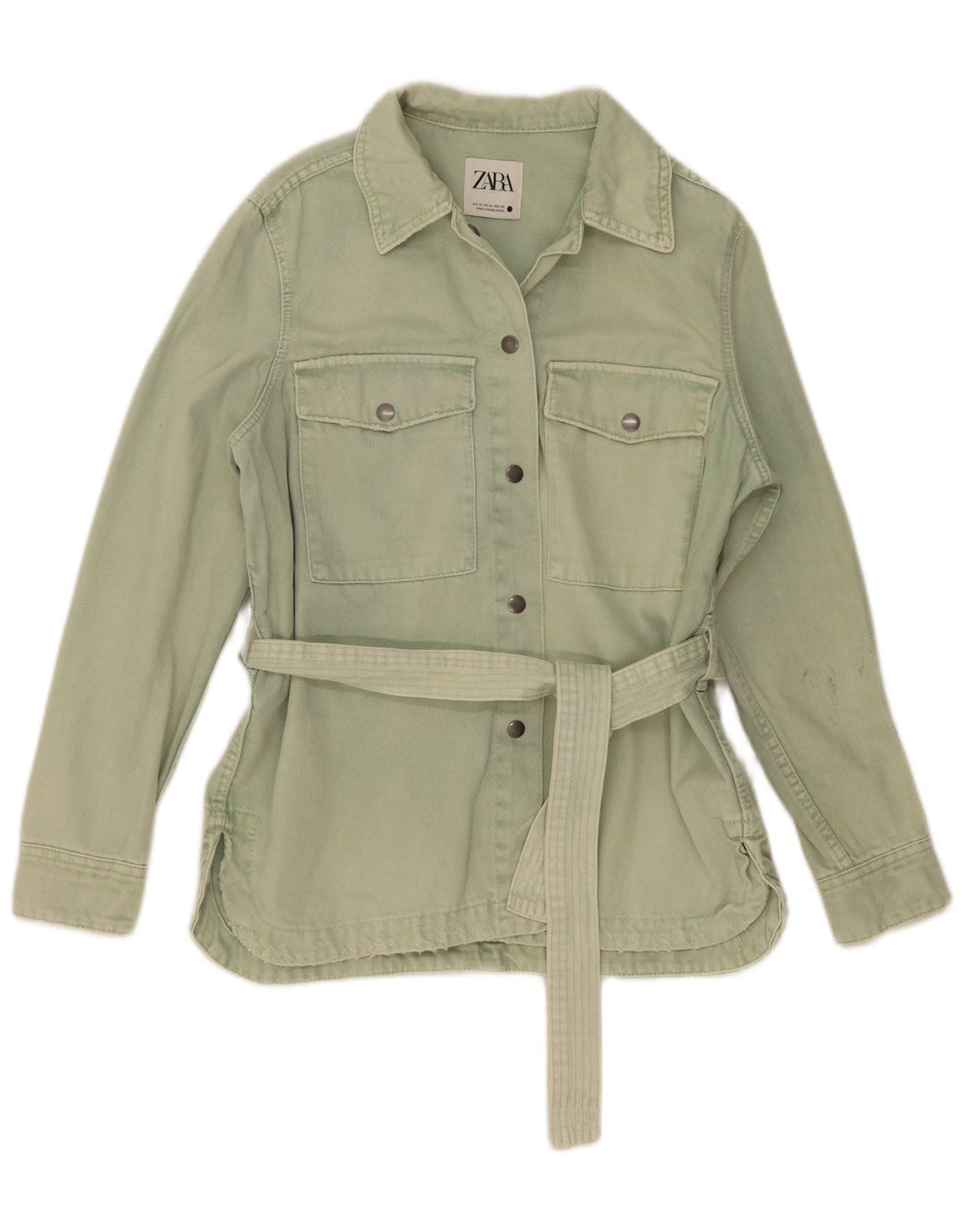 Zara Damen Übergroße Jeansjacke UK 6 XS Grün