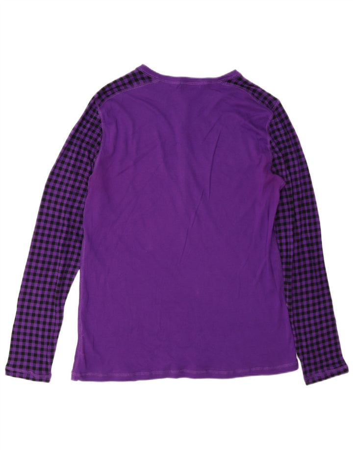 Chaps Damen Top Langarm UK 18 XL Lila kariert Baumwolle