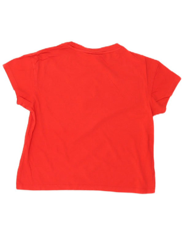 CHAMPION Damen Crop Graphic T-Shirt Top UK 10 Small Rot