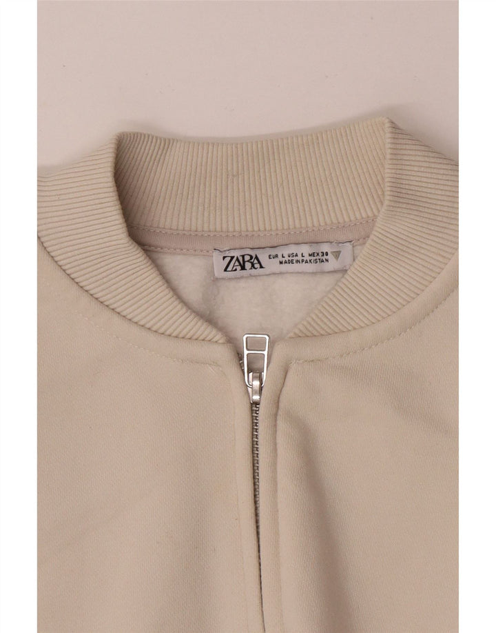 Übergroße Trainingsjacke von Zara für Damen, Gr. 40, Größe L, Beige