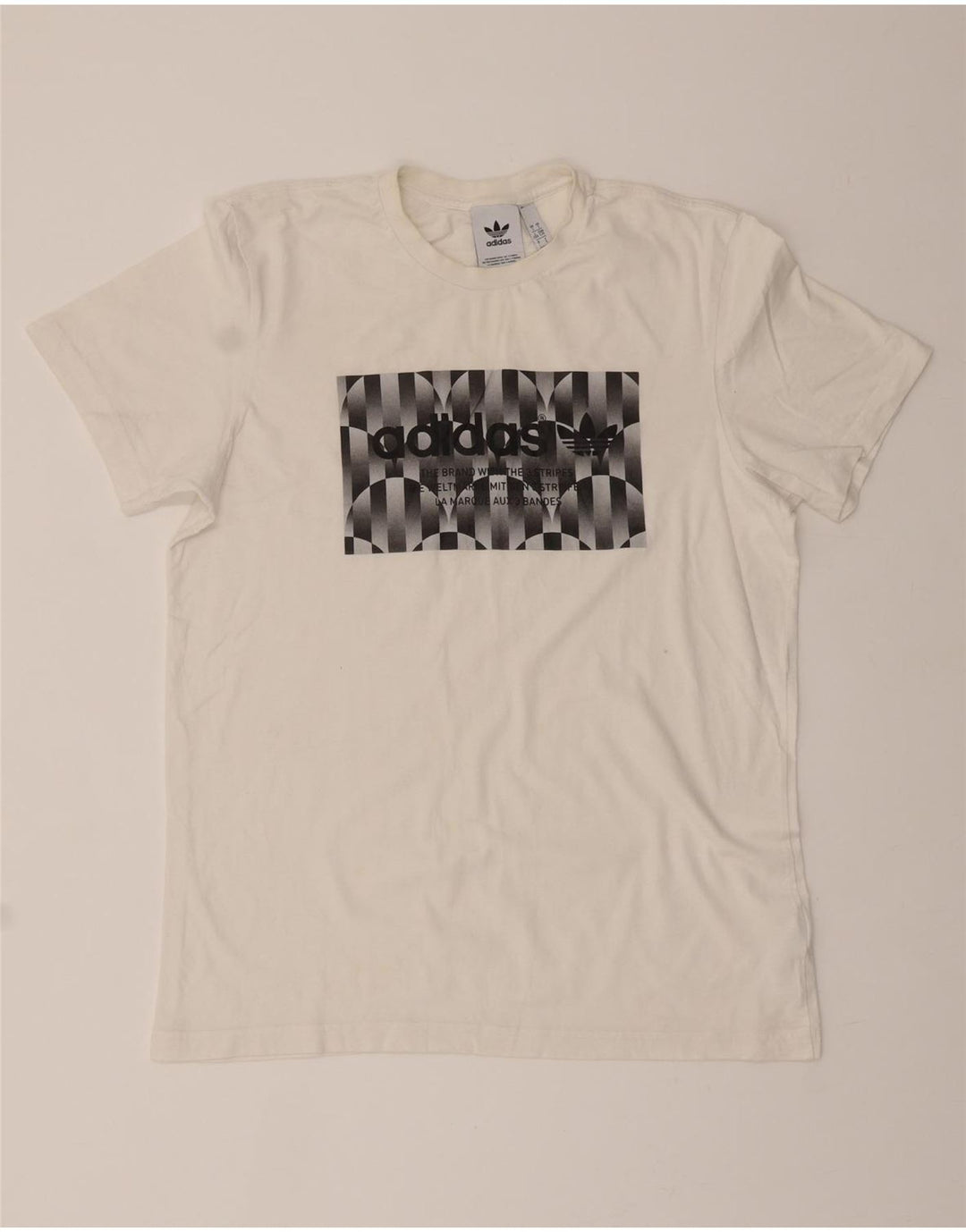 ADIDAS Mens Graphic T-Shirt Top Large White Cotton Vintage Adidas and Second-Hand Adidas from Messina Hembry 