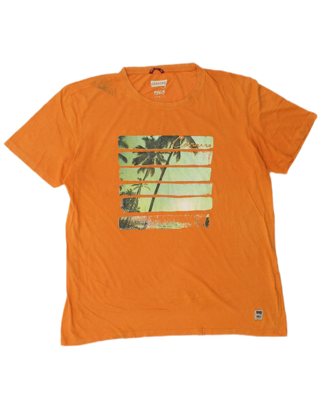 CARRERA Mens Graphic T-Shirt Top 2XL Orange Cotton