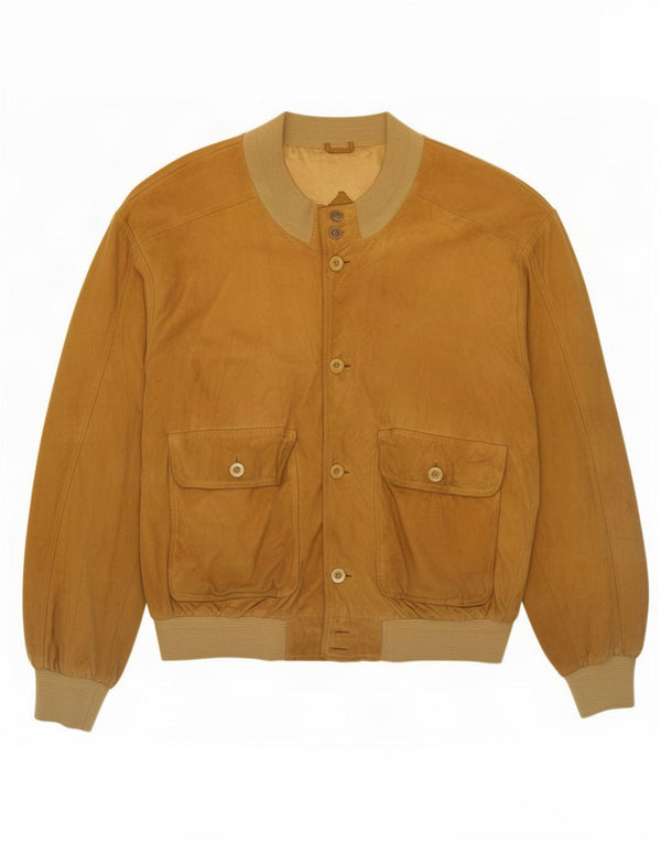 Bomb Boogie Herren Wildleder Bomberjacke UK 42 XL Beige Leder