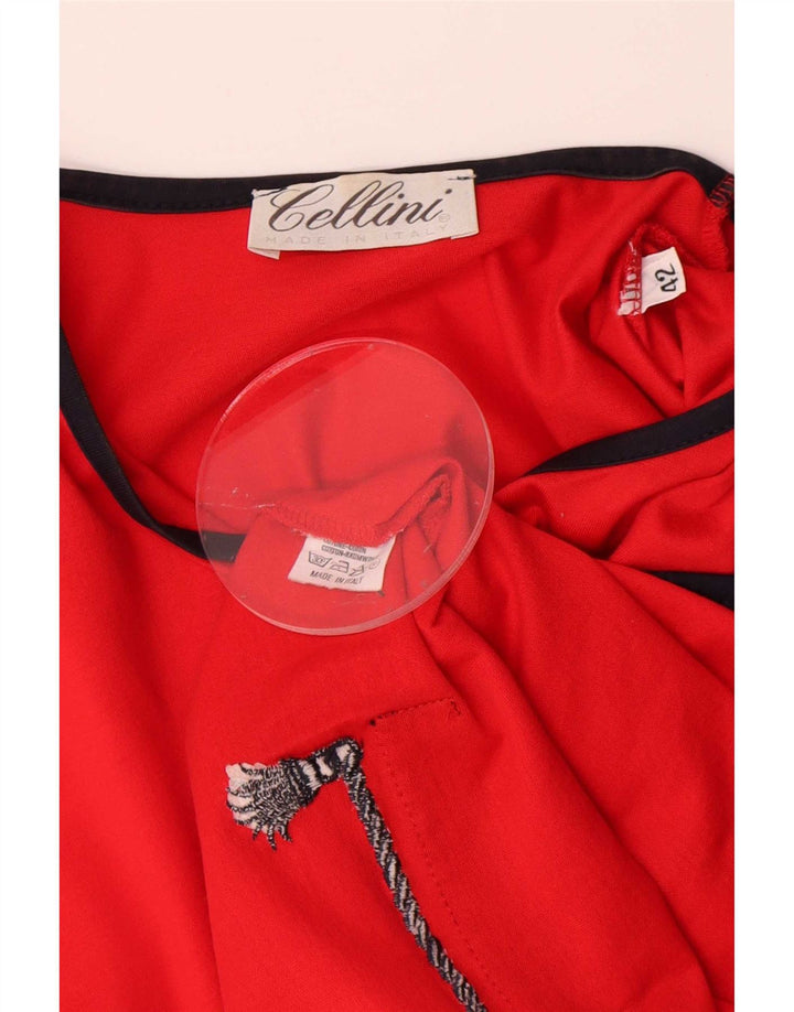 Cellini Damen Kurzarm-Hemdbluse IT 42 Mittelroter Farbblock
