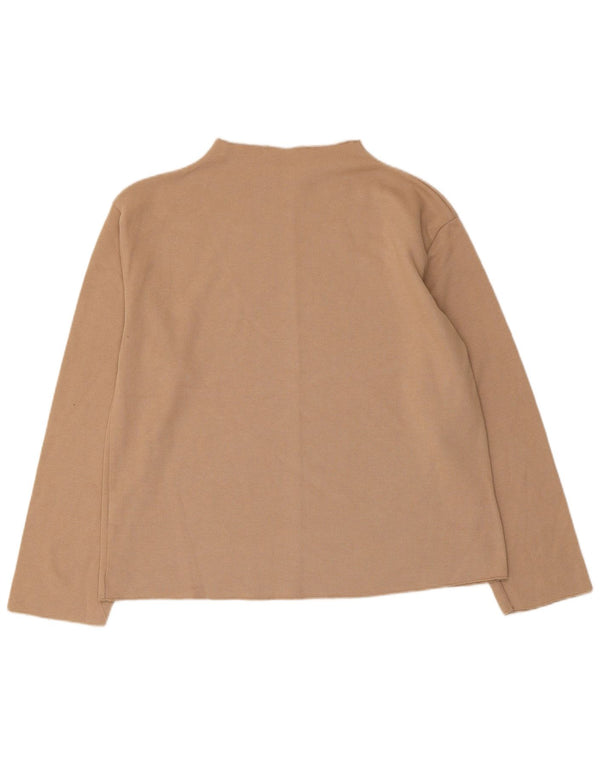 Zara Damen Top Langarm UK 14 Mittelbeige Baumwolle