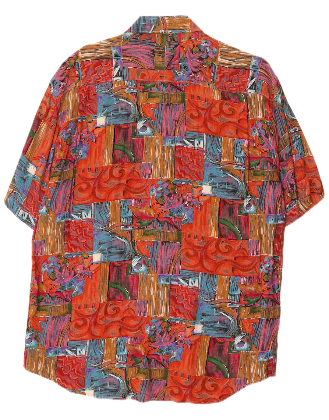 Vintage Herren Kurzarmshirt Mittelrot Patchwork